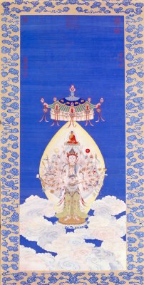 图片[1]-Silk tapestry with embroidered Guanyin statue axis-China Archive